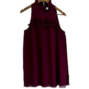 Ali & Jay wine dancing machine ruffle neck mini dress women M
